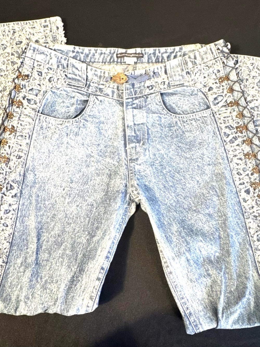 Phoenix Rising Artists Lace Up Panel Denium Jeans 36x32 Acid  Statement